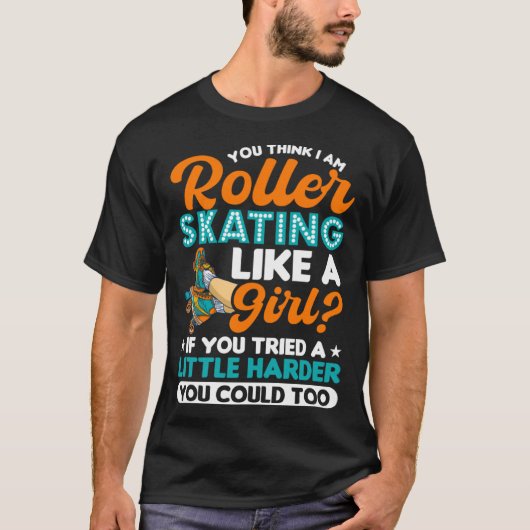 T-shirt Rollerskate Retro 90s Roller Skating Girl (Devant)