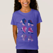 T-Shirt Rollerskates rétro rose violet (Devant)