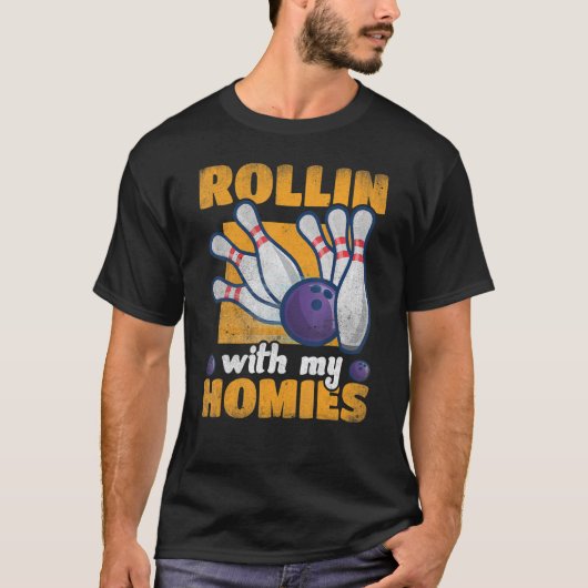 T-shirt Rollin Avec Mes Hommes Retro Bowling (Devant)