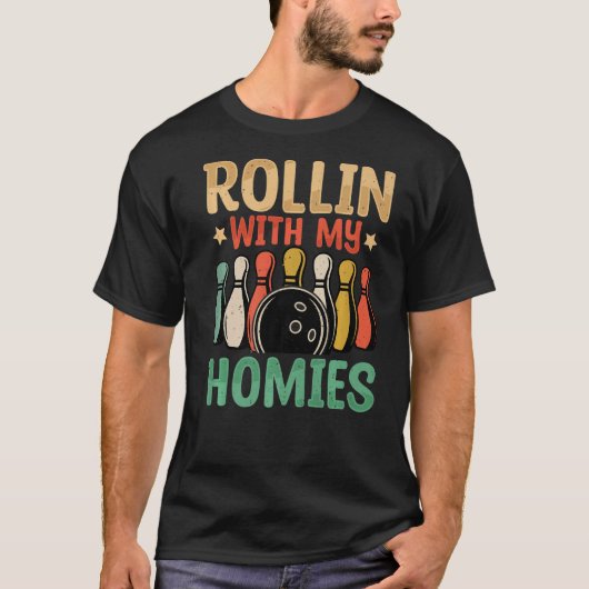T-shirt Rollin avec My Hommes Bowling Bowlers Team Retro (Devant)