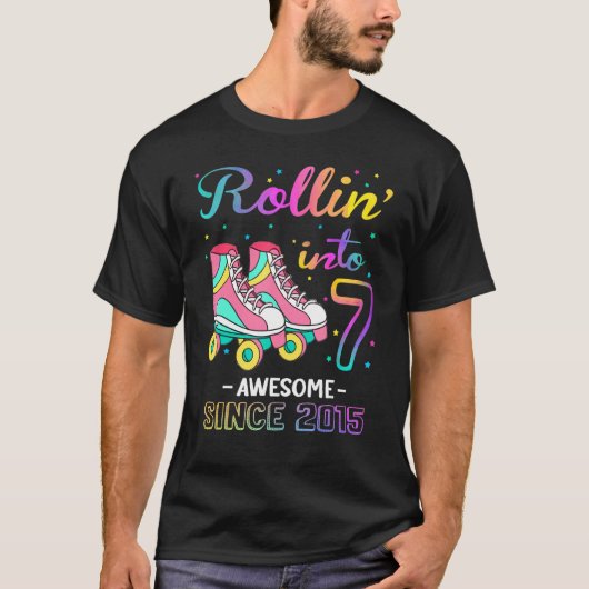 T-shirt Rollin' en 7 Awesome 2015 Roller Skating 7th Bir (Devant)