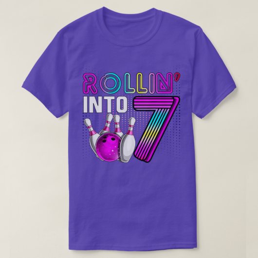 T-shirt Rollin en 7 Bowling Anniversaire fête 7e Anniversa (Design devant)