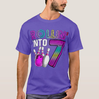 T-shirt Rollin en 7 Bowling Anniversaire fête 7e Anniversa