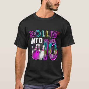T-shirt Rollin Into 10 Bowling Anniversaire Fête 10E Anniv