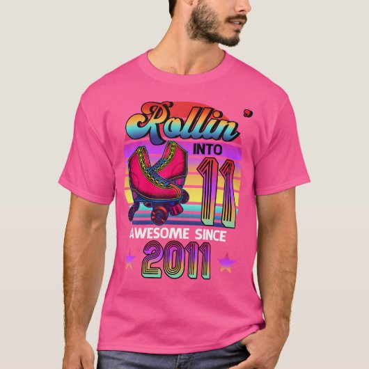 T-shirt Rollin' Into 11 Awesome 2011 Roller Skating 11Th B (Devant)