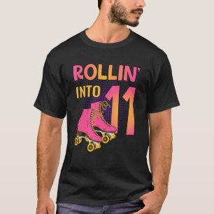 T-shirt Rollin' Into 11 Roller Girl 11th Birthday Party Sk