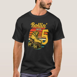 T-shirt Rollin' Into 5 Retro Roller 5e Anniversaire Parti
