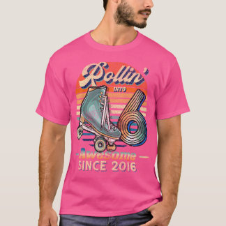 T-shirt Rollin' Into 6 Awesome 2016 Roller Skating 6Th Bir