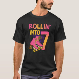 T-shirt Rollin' Into 7 Roller Girl 7th Birthday Party Skin