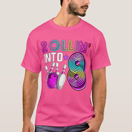 T-shirt Rollin Into 8 Bowling Anniversaire Fête 8E Anniver (Devant)