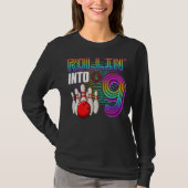 T-shirt Rollin Into 9 Ans Bowling Anniversaire Fille 9e (Devant)