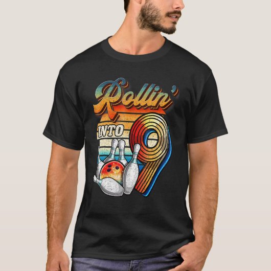 T-shirt Rollin Into 9 Bowling Anniversaire 9 Anniversaire (Devant)