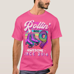 T-shirt Rollin Into 9 Magnifique Roller Skating 9Th Birt 2