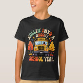 T-shirt Rollin Into A Groovy School Year Retro School Bus  (Devant)