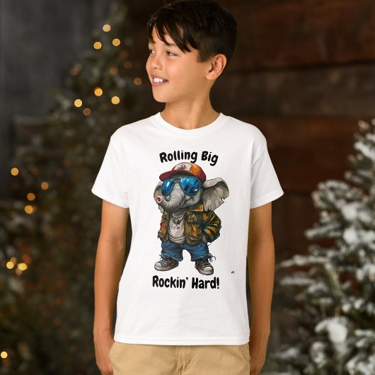 T-shirt Rolling Big, Rockin’ Hard - Cool Elephant Design