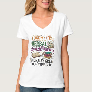 T-shirt Romance de thé aux herbes Petit ami du livre moral