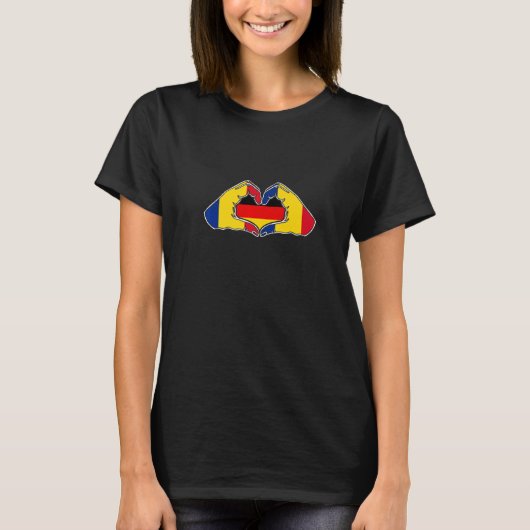T-shirt Romania and Germany Heart hand friendship (Devant)