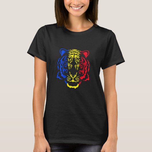 T-shirt Romania Tiger Romanian Flag (Devant)