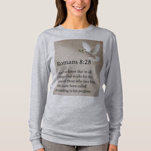 T-shirt Romans 8:28 Bible Verse Women's Long Sleeve Tee (Devant)