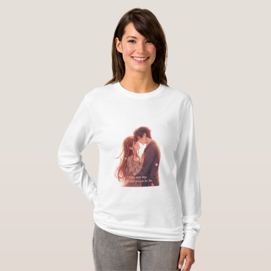 T-shirt Romantic Anime Couple - Valentine's Day Aesthetic (Devant entier)