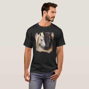 T-shirt Romantic Black & White Horse Watercolor Design