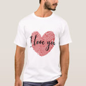 T-shirt Romantic Fingerprint Heart “I Love You” Sticker (Devant)