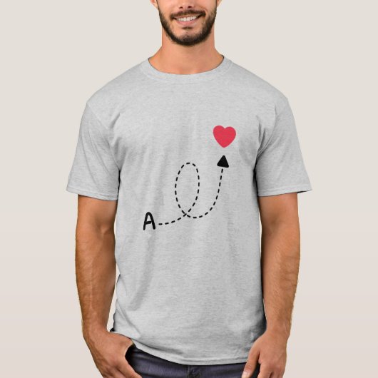 T-shirt Romantic First Letter Love Design (Devant)