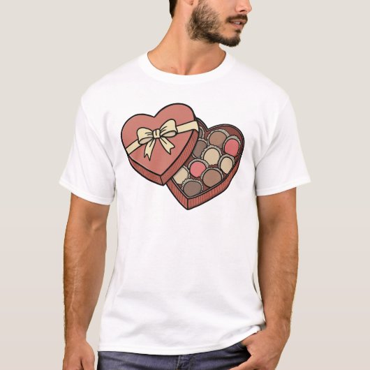 T-shirt Romantic Heart-Shaped Chocolate Box Valentine (Devant)