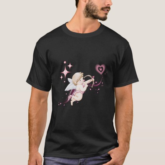 T-shirt Romantic Valentine Art with Pink Heart Glow (Devant)