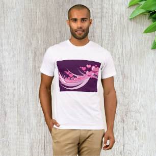 T-shirt Romantique Abstrait Coeurs Rose Design Sur Violet