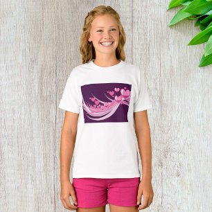 T-shirt Romantique Abstrait Coeurs Rose Design Sur Violet