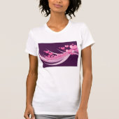 T-shirt Romantique Abstrait Coeurs Rose Design Sur Violet (Devant)