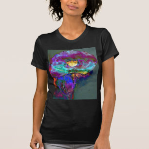 T-shirt Romantique élégant violet turquoise peinture de fl