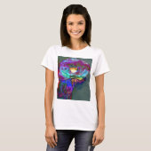 T-shirt Romantique élégant violet turquoise peinture de fl (Devant entier)