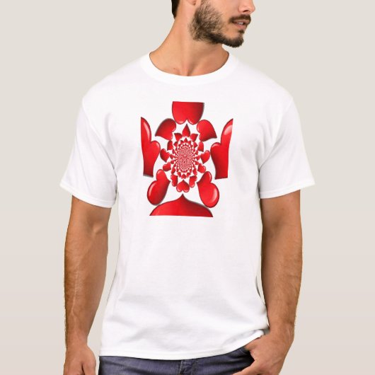 T-shirt Romantique Red Hearts Art Motif Imprimer (Devant)