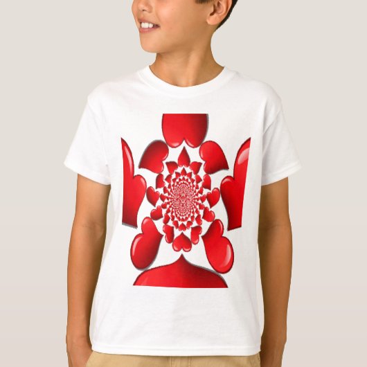 T-shirt Romantique Red Hearts Art Motif Imprimer (Devant)