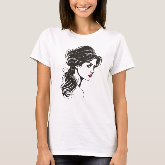 T-shirt Romantique tendance Portrait contemporain de femme (Devant)