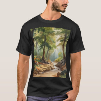 T-shirt Romantisme Paysage aquarelle peinture arbres