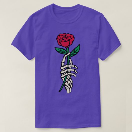 T-shirt Romc Rose Squelette Fleur de main de fixation par  (Design devant)