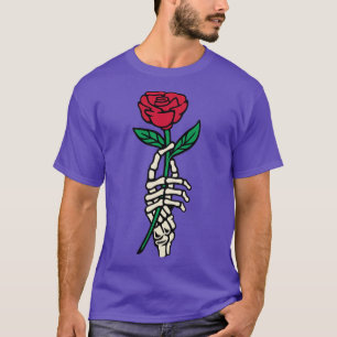 T-shirt Romc Rose Squelette Fleur de main de fixation par 