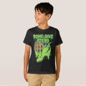 T-shirt Rome-Dive Ptero Cute Dinosaur & Colosseum Travel A (Devant entier)