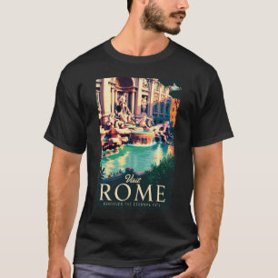 T-shirt Rome Italie Trevi Fontaine Illustration Voyage Art