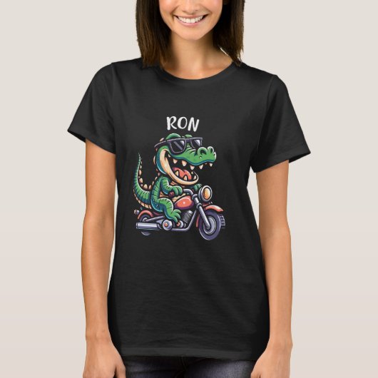 T-shirt Ron Funny Alligator Motorcycle Conception pour gar (Devant)