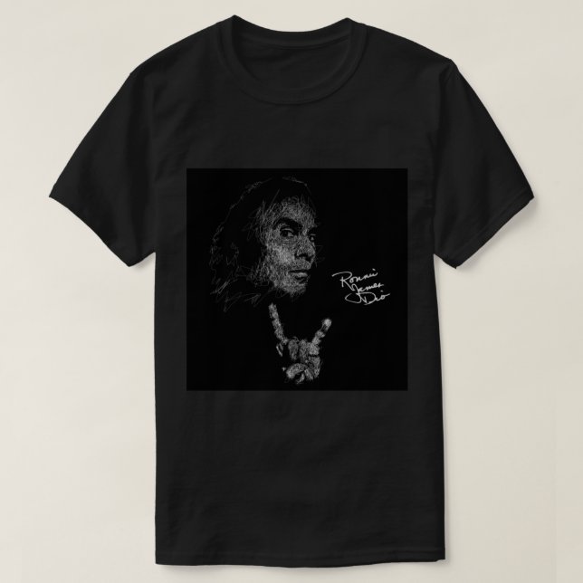 T-shirt Ronnie James Dio Scribble Art Acrylique Bloc (Design devant)
