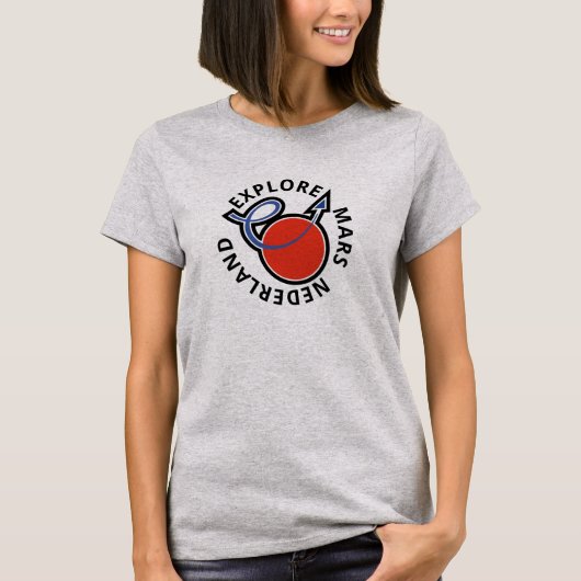T-shirt Rood with Blauw Explorez Mars Nederland Logo (Devant)