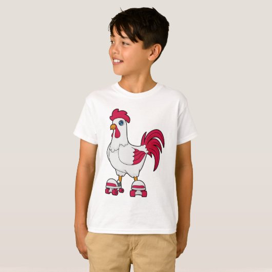 T-shirt Rooster à Patinage en ligne avec Roller skates (Devant entier)