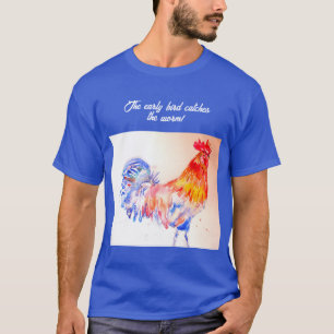 T-shirt Rooster Aquarelle Poulet Oiseau Cockerel Farm