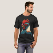 T-shirt Rooster cool portant lunettes de soleil Retro Vint (Devant entier)