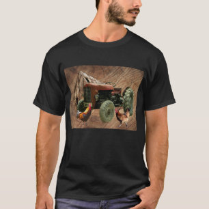 T-shirt Rooster de Tracteur Rouge vintage Hen Rustic Barn