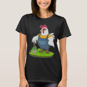 T-shirt Rooster Farmer Shovel